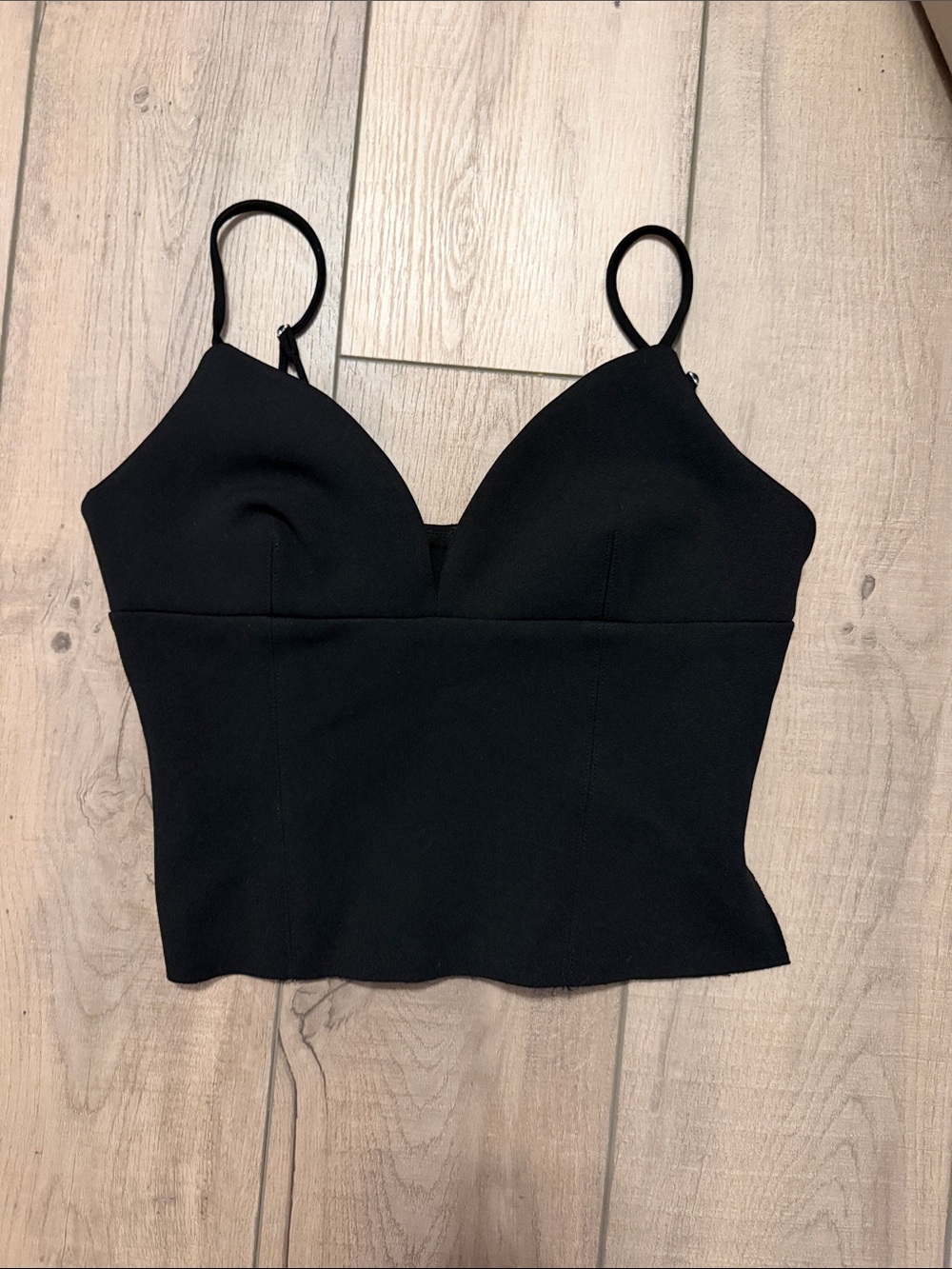 Princess Polly Black Bustier Spaghetti-Strap Crop Top